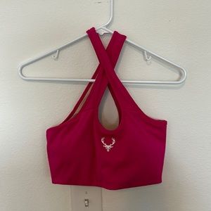 Cross Strap Pink Sports Bra